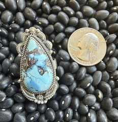 Sterling Silver Native Style SW Genuine Golden Hills Turquoise Statement Ring