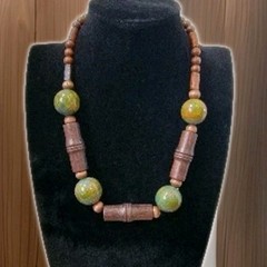 Handmade Chunky Beaded Brown Earth Toned Necklace 19″
