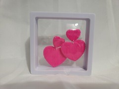 Shrandi Handmade Jewelry Hot Pink Double Heart Earrings