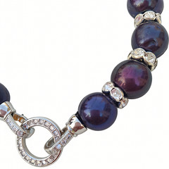 19cm Black Pearl Bracelet Crystal Zircon Spacers Silver-Tone Clasp Red Gift Box