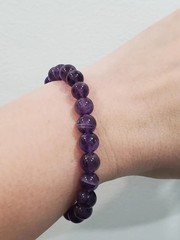Amethyst Natural Gemstone Crystal Bead Stretch Bracelet 8mm 16cm
