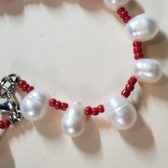 GENUINE * PEARL * BRACELET, 7 Inches , 8 mm -Handmade in USA