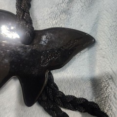 Vtg Handcrafted Glazed Ceramic Butterfly Lariat Necklace Bolo Tie? Signed Cord
