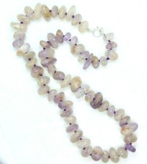 Amethyst Necklace Light Purple Nugget Gemstone Silk Knotted 18″ 925 Silver