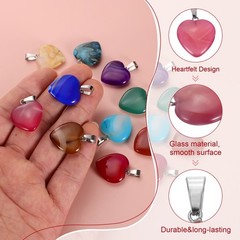 10Pcs, Heart Stone Pendants 20mm Love Heart Pendants Striped Pink Love Charm