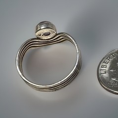 Modernist Handmade Curvy 925 Sterling Round Amethyst Solitaire Ring Sz 6.5 2.4g