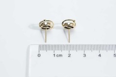 Saturn Design Doublet Opal Stud Earrings 14K Yellow Gold