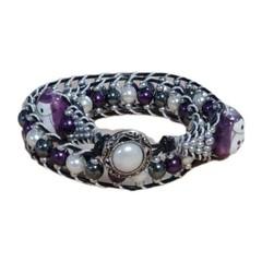 The Owls Double Wrap Beaded Leather Bracelet