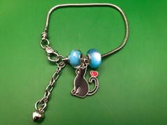 HANDCRAFTED CAT BRACELET «Cat With Heart»/Lobster Type Connector Connector