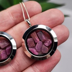 Ruby Crystal Pendant, UV Reactive Ruby Locket Necklace