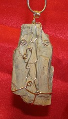 AZ Petrified Wood wire wrap sp snake chain necklace natural stone pendant #207