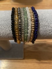 Lot of 8 Handmade Glass Seed Beaded Bracelets Various Colors