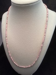 Handmade 2.7mm Pink Opal Heishi Beads Gemstone Beaded Necklace 20”