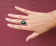 TABRA STERLING SILVER CARVED ONYX BEETLE SCARAB RING SIZE 10