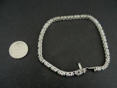 Bracelet Silver Tennis Green and Clear Cubic Zirconia Sterling 925 Bracelet