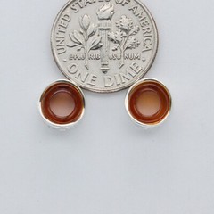 Cognac / Brown BALTIC AMBER Circle Post Earrings 925 STERLING SILVER #1023e