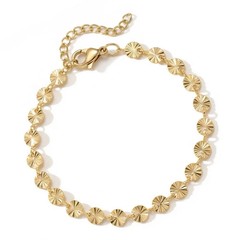 7″ + 1″ 18 Karat Gold PVD Stainless Steel Sunburst Bracelet