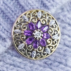 antique PAJ vermeil gold sterling 925 silver flower pendant amethyst diamond