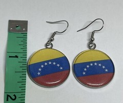 @Venezuela Flag Earrings Stainless Steel Hypoallergenic Round Jewelry Handmad