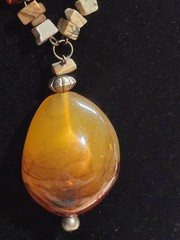 Genuine Amber Jasper Artisan Necklace 14-16″ Boho Statement Pendant