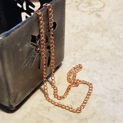Solid Shiny Pure India Copper Metal 5x4mm Oval Link Curb Chain Necklace 18″ Long