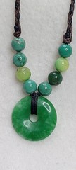 Nephrite Jade hand braided and adjustable Necklace with Chrysoprase beads.