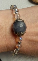Artisan blue agate rock crystal hematite toggle bracelet size Average