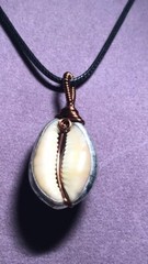 Wire wrapped Shell Pendant Necklace Handmade Copper JMes Jewelry