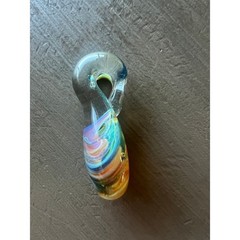 Art Glass Pendant 1.5″ Multicolor Rainbow Swirl Teardrop Necklace Lampwork Boho