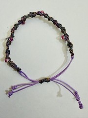 Handmade Braided Bead Bracelet Multicolor Cord Pink Purple Bead Adjustable 5-9″