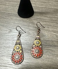 Vintage Bronze Teardrop Floral Bohemian Multicolor Earrings
