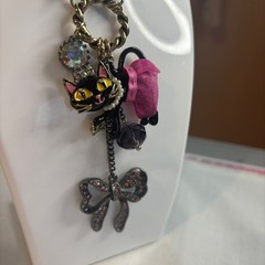 Betsey Johnson Kitty in a TuTu Lariat Necklace RARE Embellished Sparkly Glam