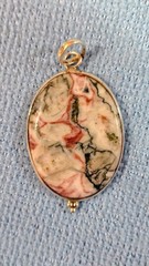 Large Nat. Rosetta Jasper Pendant in .925 Sterling Silver –Stmt Gemstone Jewelry