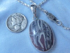 Sterling Pendant 26 X 18mm Porcelain Jasper 18″ AK Chain & Clasp Konder #289