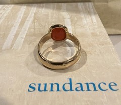 New Sundance Catalog Gold Vermeil Faceted Rectangle Red Onyx Ring Size 7