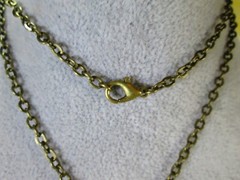 Chesolite Jasper Cabochon Pendant w/ 24″ Antiqued Brass Tone Cable Chain / G