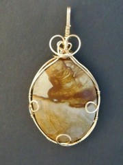 Brown and Tan Agate Pendant 14 K gold fill wire wrapped