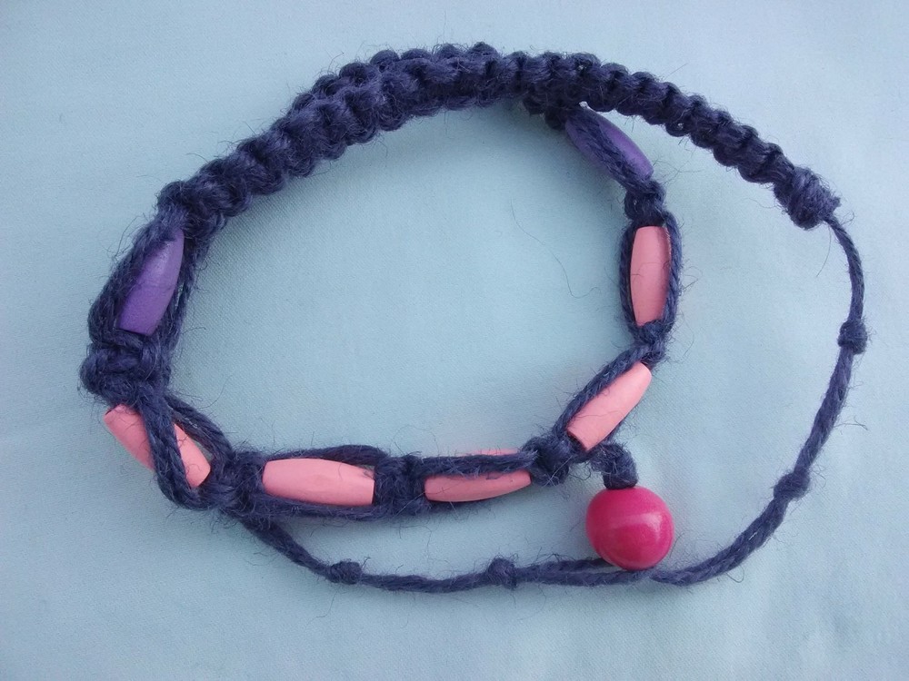 HEMP SURFER BOHO Chic HIPPIE NECKLACE 24″ Unisex Boho Beaded Macrame USA Seller