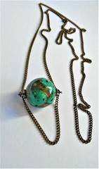 Handmade Turquoise/Brown Ceramic Pendant Long Necklace