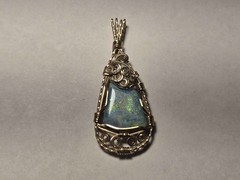 Wire-Wrapped Natural Opal Pendant in Gold-Tone Setting JB