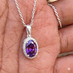 3.15 Ct Certified Purple Diamond Solitaire Necklace-Gift items, Tariffs FREE