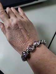 Pink Leather three stone Beaded Bracelet Silver Uno De 50 Style