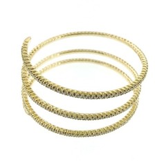 5.42 Carats Cleopatra Round Diamond Eternity 4 Row Slip On Soft Bangle Bracelet
