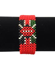 Wrist Band Bracelet Maasai Beaded Kenyan Flag African Men’s Sizes Red 8 x0.4″»
