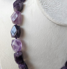 Handcrafted Purple Amethyst Nugget Necklace Silver Wire Wrap Ring Jewelry Set