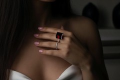 Garnet Ring Anemone Jewelry Square Cut Deep Red 14k Rose Gold Filled