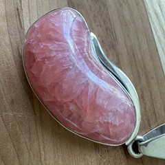 VTG Artisan Crafted Pendant 2.5 Inch Pink Gem Rhodochrosite 925 Sterling 31.6g