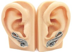 Pair of Hematite and Sterling Silver Ear Pins