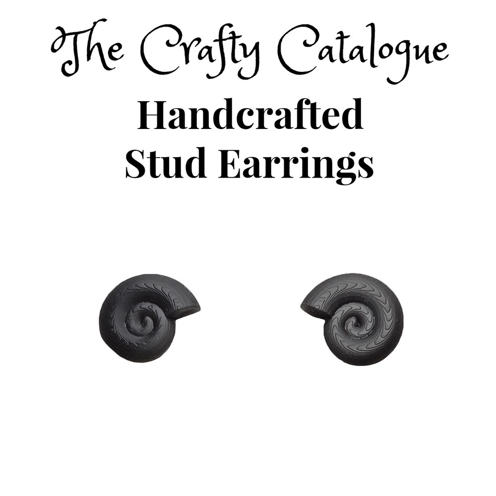 Simple Black Snail Shell Stud Pair Unisex/Men’s/Woman’s Earrings (3 Variations)