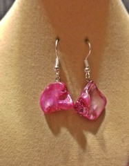Handmade Shimmery Dark Pink Mermaid Shell Earrings; BoHo Mermaid Brand New!!
